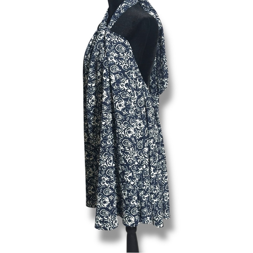 H&M Navy and White Print Asymmetrical Adjustable Tie Halter Sundress - Picture 4 of 16